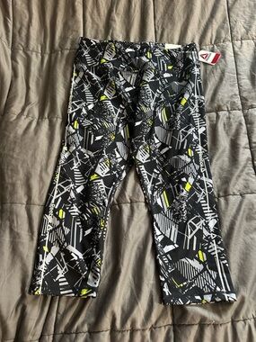 Reebok Black Grey and Neon Yellow Patterned Track Joggers